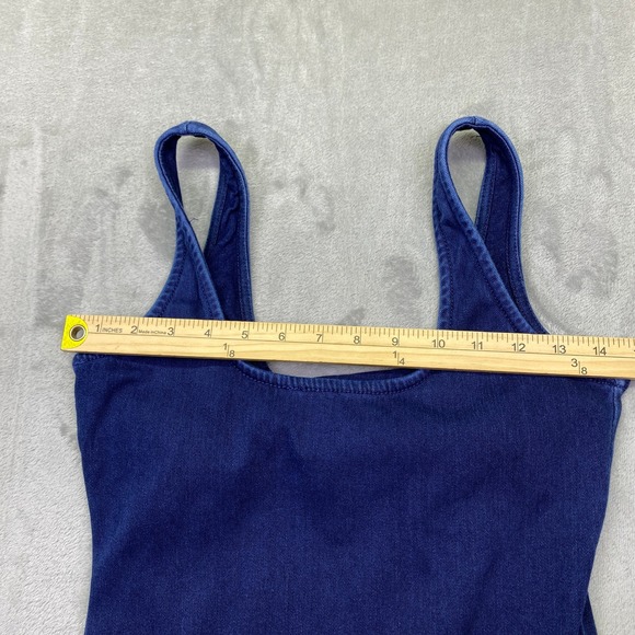 Good American Soft Sculpt Denim Tank Minidress Dark Wash Bodycon Size 1 - Picture 4 of 8